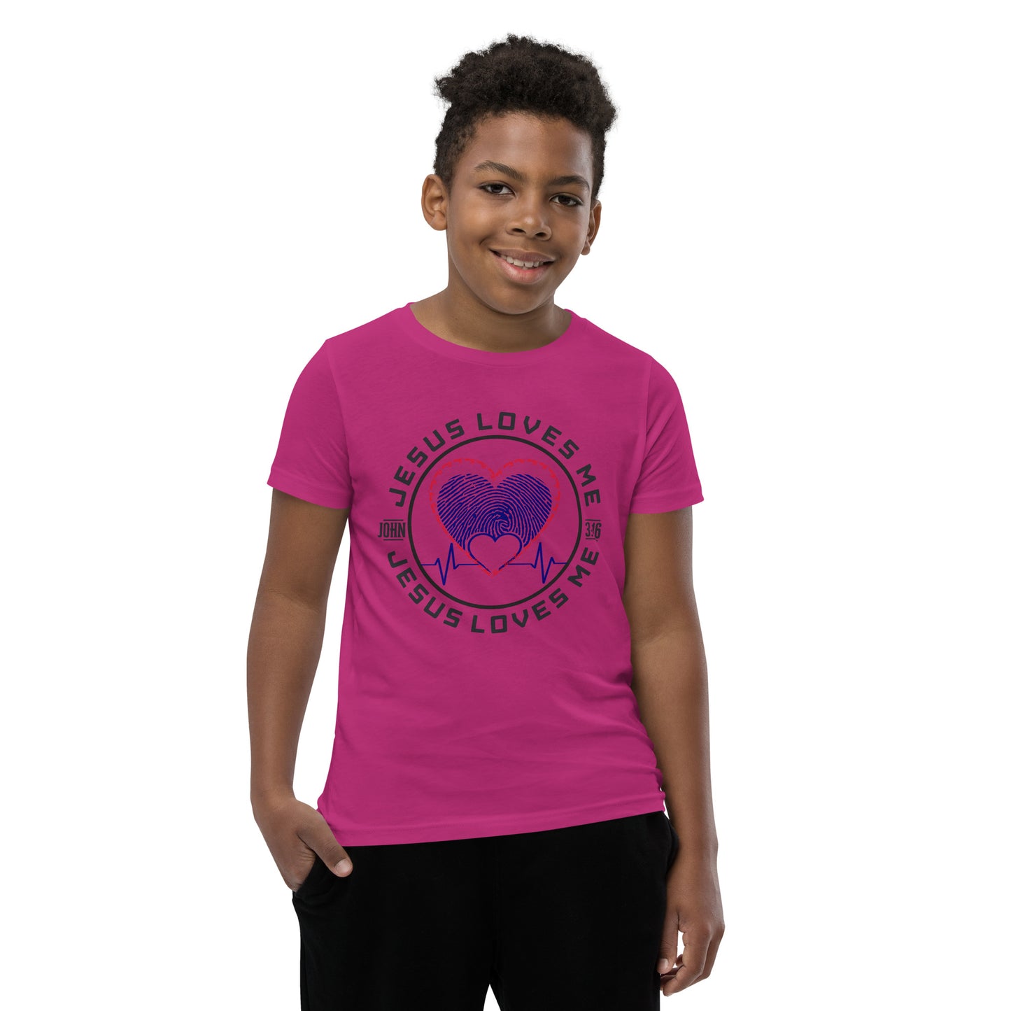 Camiseta unisex Jesus Loves Me Thin Shield - Niños